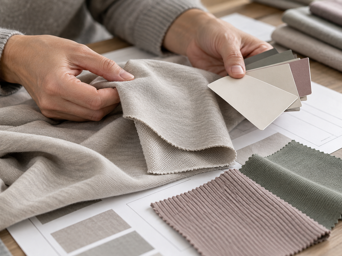 Fabric swatches and color cards for sample approval