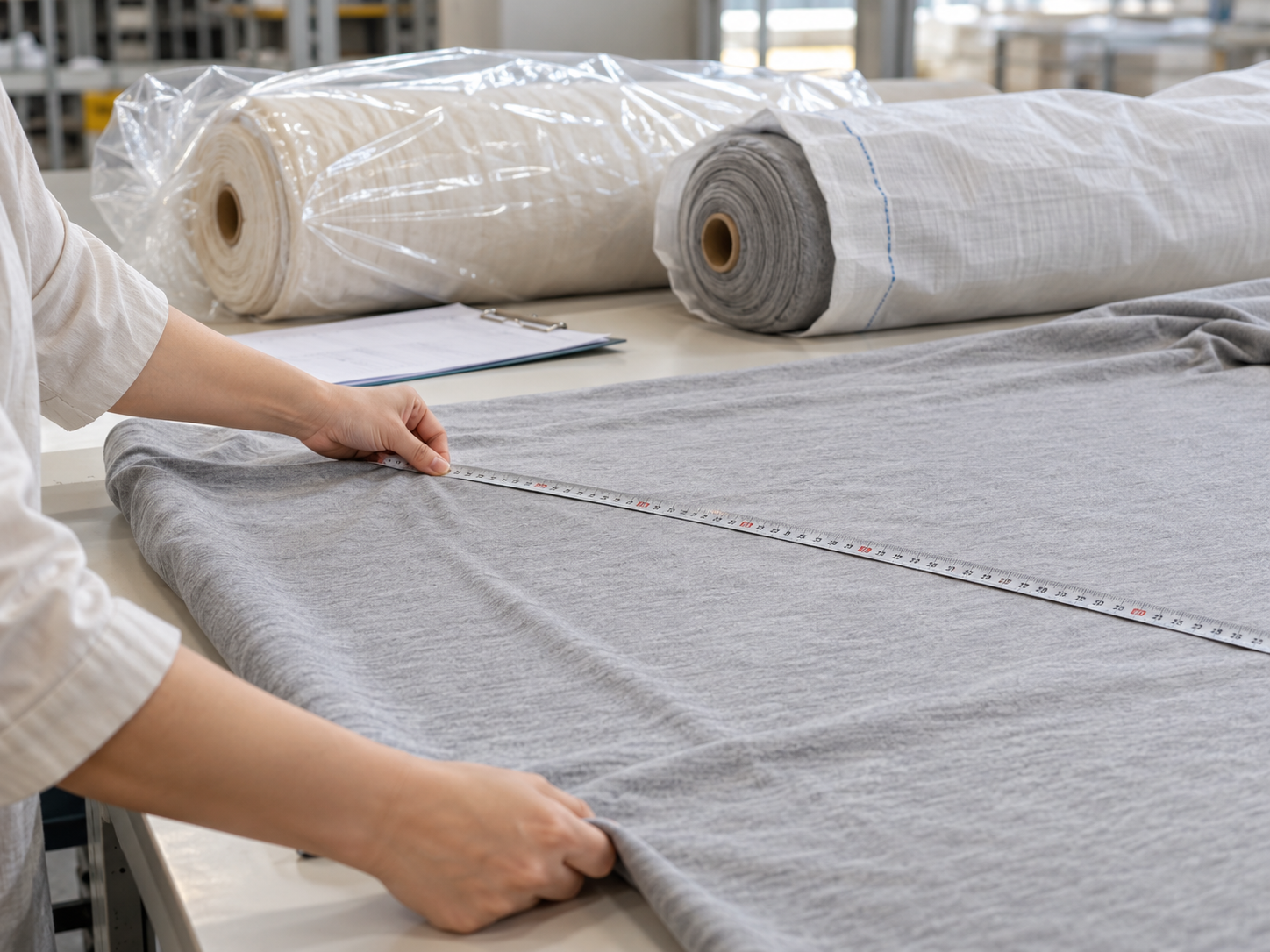 Fabric rolls ready for inspection and delivery